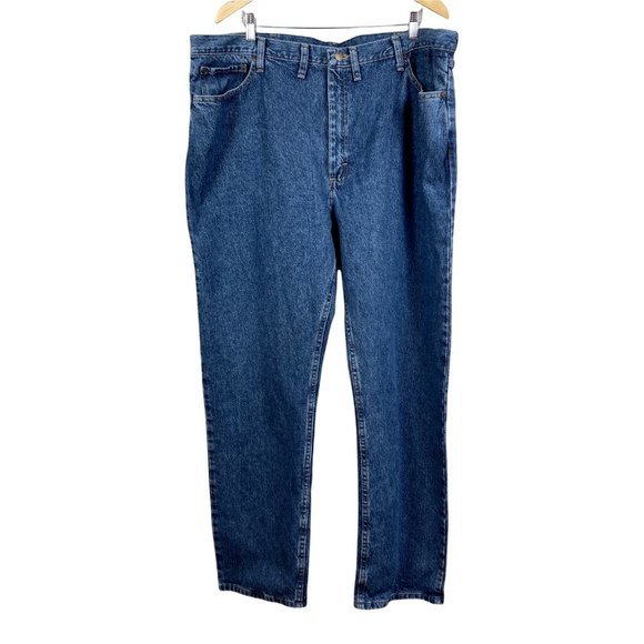 Wrangler Jeans 44 x 32 Regular Fit Medium Dark Wash Denim Straight Leg - Picture 11 of 11